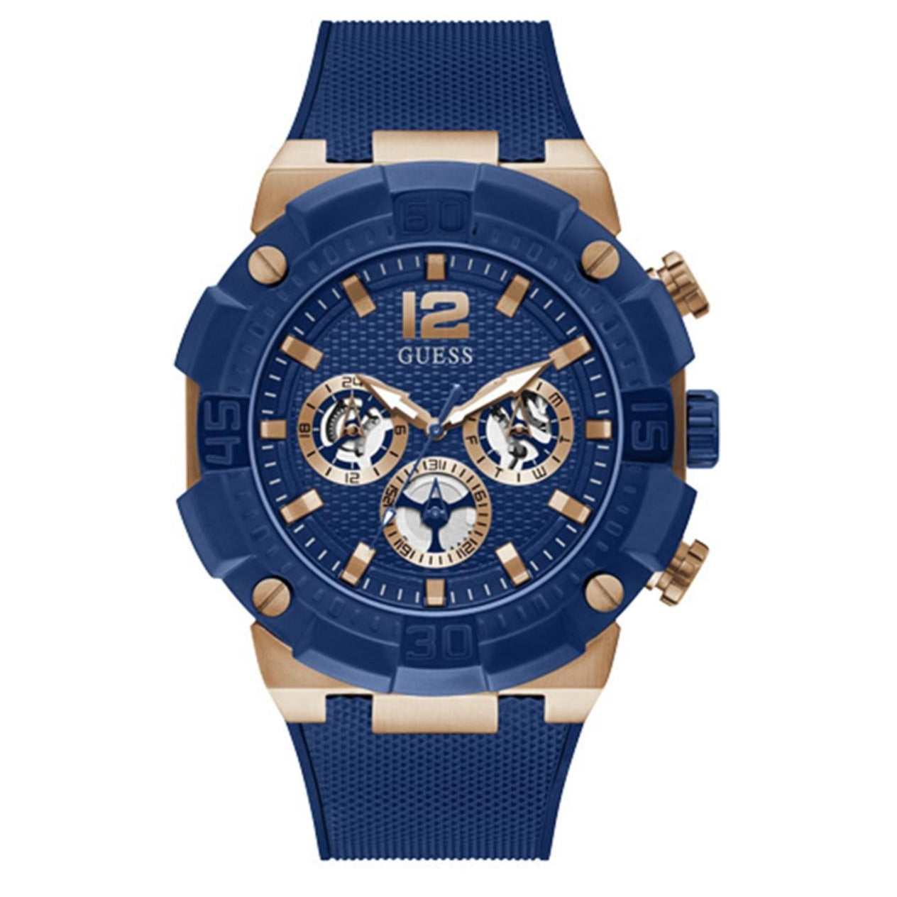Guess Navigator Chronograph Blue Dial Blue Rubber Strap Watch for Men - GW0264G4