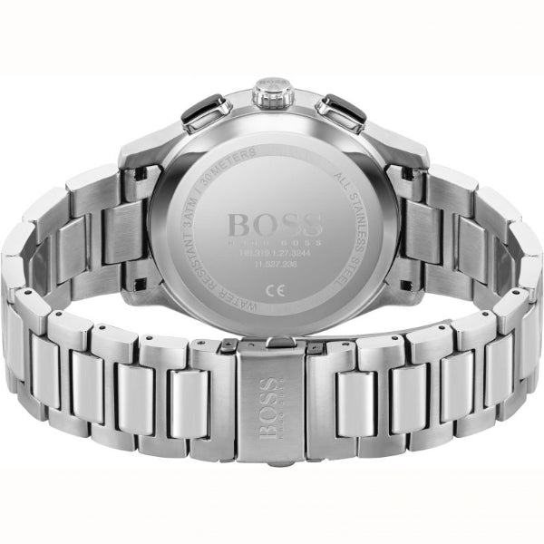 Hugo Boss Peak Black Dial Silver Steel Strap Watch for Men - 1513762