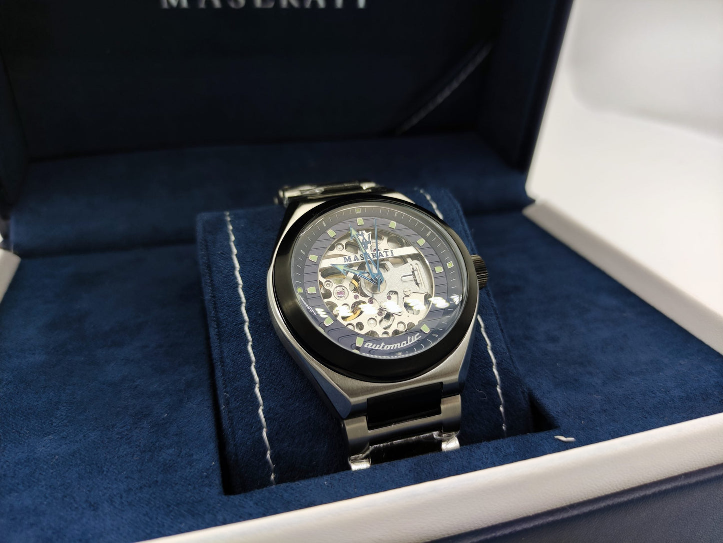 Maserati Triconic Automatic Skeleton Blue Dial Watch For Men - R8823139001