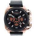 Diesel BAMF Chronograph Black Dial Black Leather Strap Watch For Men - DZ7346