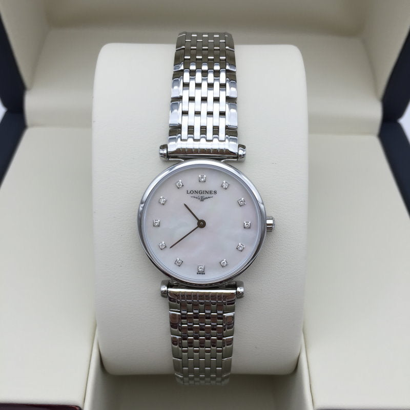 Longines La Grande Classique Diamonds White Dial Silver Steel Strap Watch for Women - L4.209.4.87.6