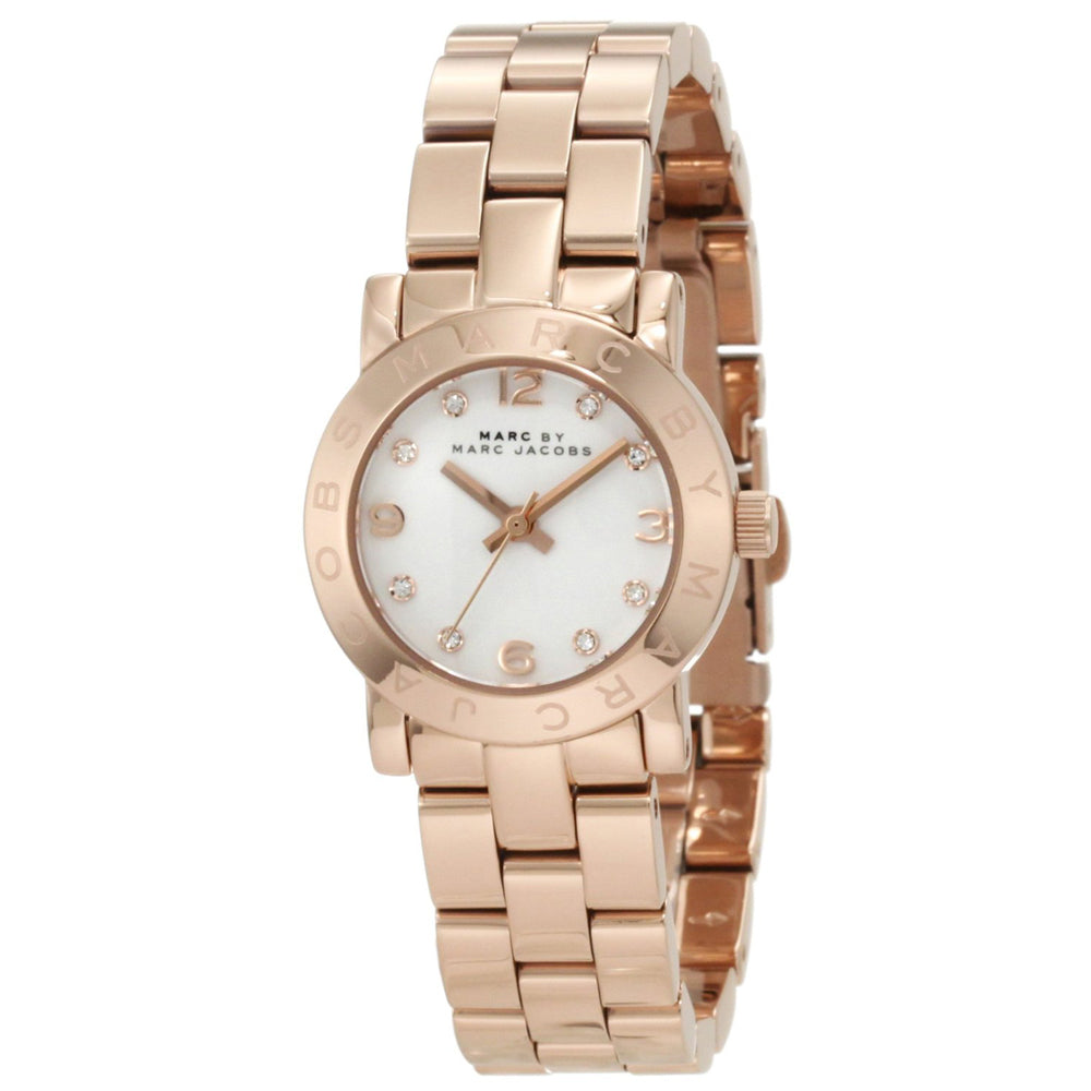 Marc Jacobs Mini Amy White Dial Rose Gold Steel Strap Watch for Women - MBM3078