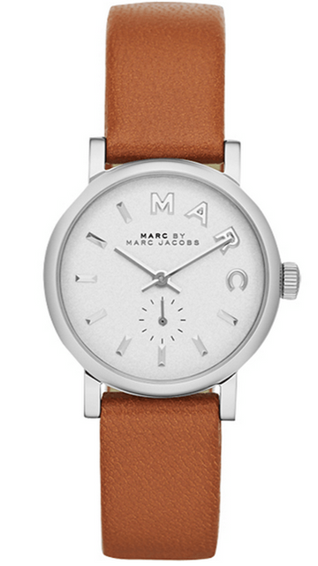 Marc Jacobs Baker White Dial Brown Leather Strap Watch for Women - MBM1270