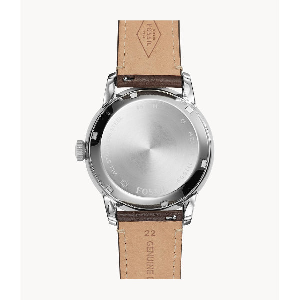 Fossil The Commuter Twist Black Dial Brown Leather Strap Watch for Men - ME1165