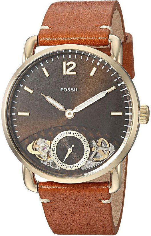Fossil The Commuter Twist Black Dial Brown Leather Strap Watch for Men - ME1166