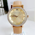 Michael Kors Corey Analog Gold Dial Brown Leather Strap Watch for Women - MK2986