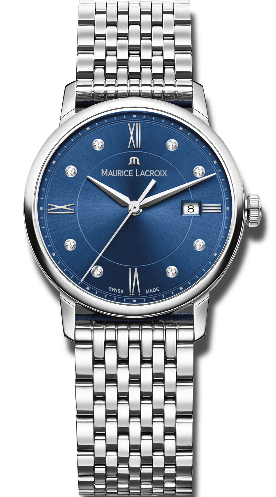 Maurice Lacroix Eliros Diamonds Blue Dial Silver Steel Strap Watch For Women - EL1094-SS002-450-1