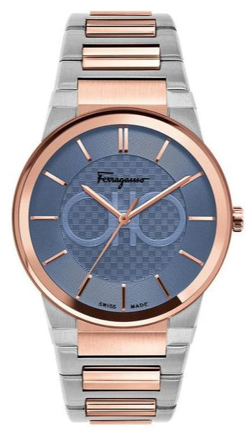 Salvatore Ferragamo Sapphire Blue Dial Two Tone Steel Strap Watch for Men - SFHP007-20