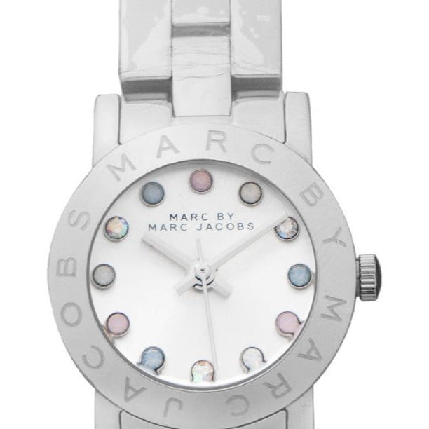 Marc Jacobs Amy White Dial Silver Steel Strap Watch for Women - MBM3217