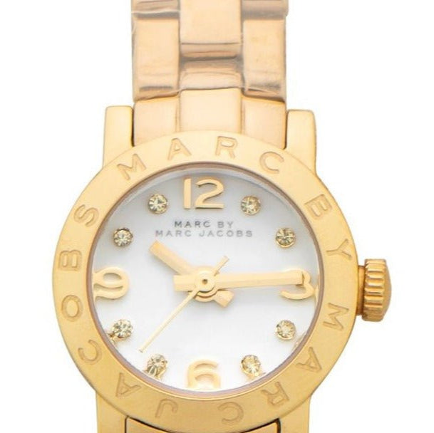Marc Jacobs Amy Dinky White Dial Gold Steel Strap Watch for Women - MBM3226