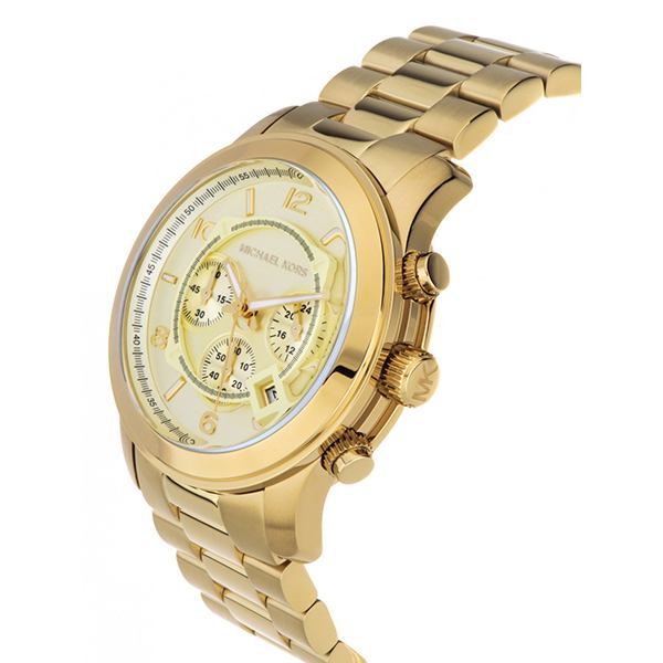 Michael Kors Runway Gold Dial Gold Steel Strap Watch for Men - MK8077