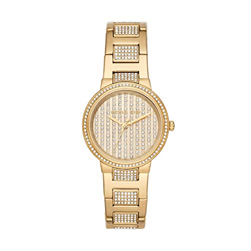 Michael Kors Gabbi Crystals Gold Dial Gold Steel Strap Watch For Women - MK3985