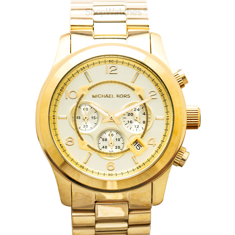 Michael Kors Runway Gold Dial Gold Steel Strap Watch for Men - MK8077