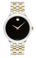 Movado Veturi Quartz Black Dial Two Tone Steel Strap Watch for Men - 0606932