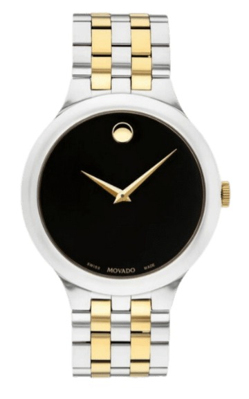 Movado Veturi Quartz Black Dial Two Tone Steel Strap Watch for Men - 0606932