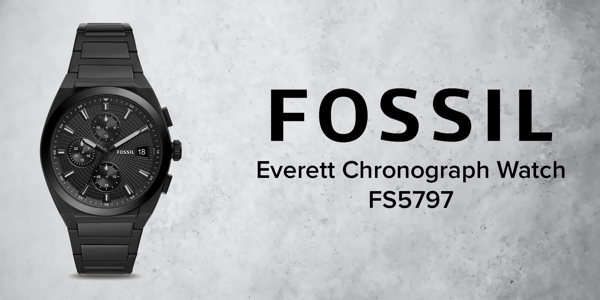 Fossil Everett Chronograph Black Dial Black Steel Strap Watch for Men - FS5797