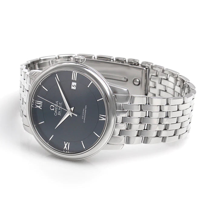 Omega De Ville Prestige Co-Axial Orbis Blue Dial Silver Steel Strap Watch for Men - 424.10.40.20.03.001
