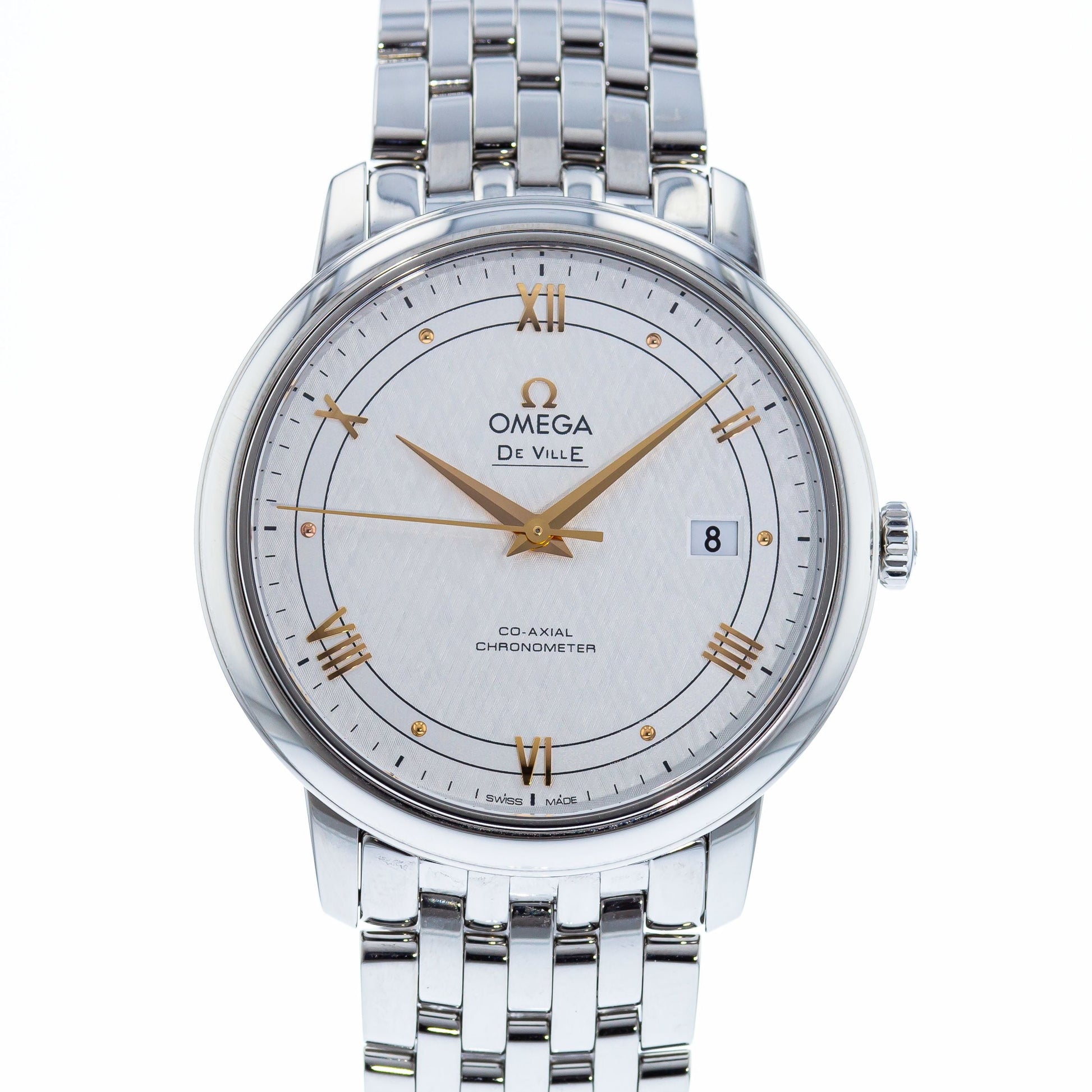 Omega De Ville Prestige Co Axial Silver Dial Silver Steel Strap Watch for Men - 424.10.40.20.02.004