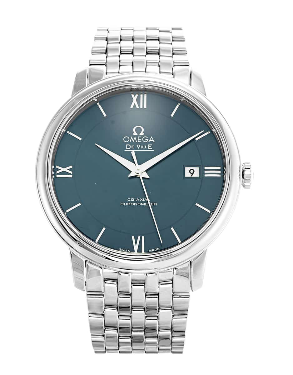 Omega De Ville Prestige Co-Axial Orbis Blue Dial Silver Steel Strap Watch for Men - 424.10.40.20.03.001