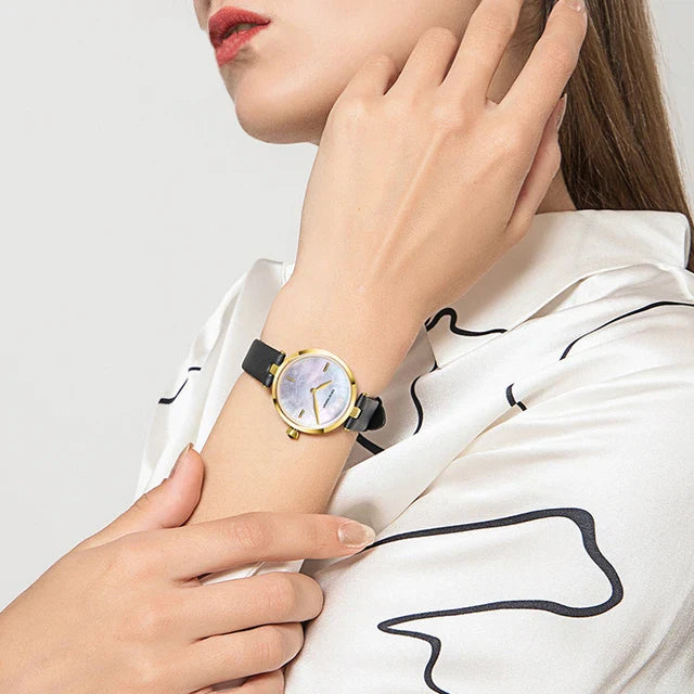 Emporio Armani Arianna Analog Silver Dial Black Leather Strap Watch For Women - AR11200