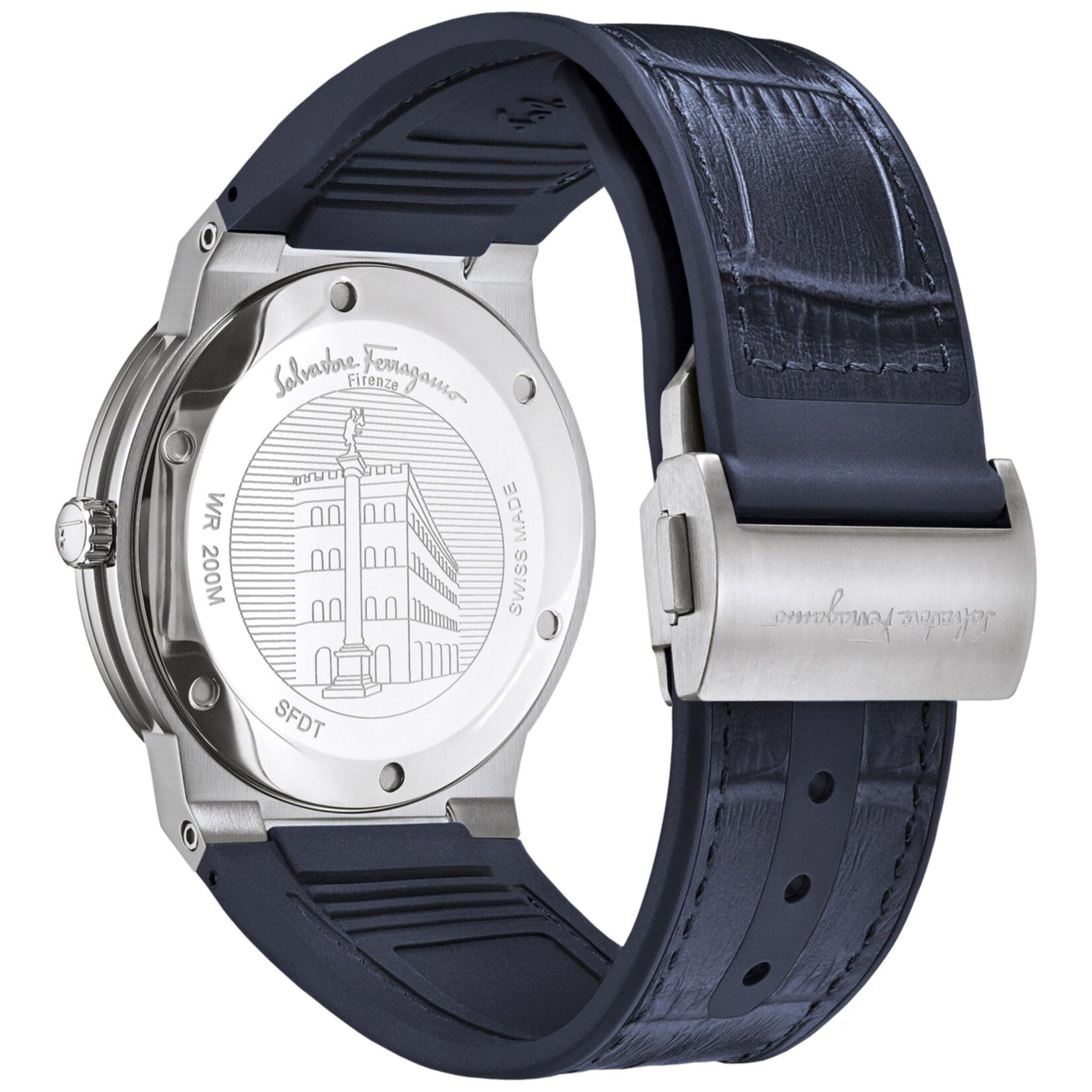 Salvatore Ferragamo F-80 Classic Blue Dial Blue Leather Strap Watch for Men - SFDT00319