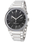 Salvatore Ferragamo Sapphire Chrono Black Dial Silver Steel Strap Watch for Men - SFME00321