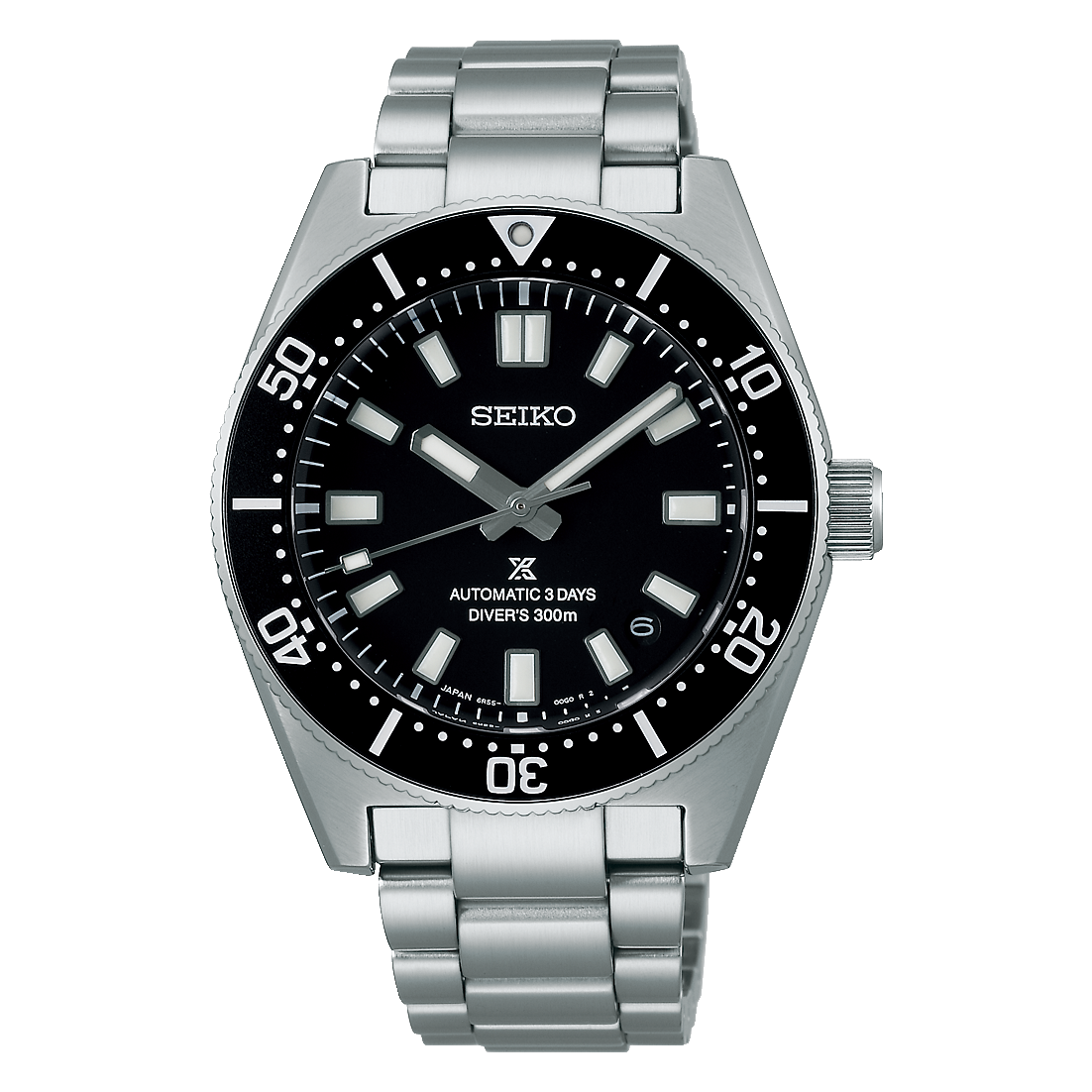 Seiko Prospex Automatic Diver Black Dial Silver Steel Strap Watch For Men - SPB051J1