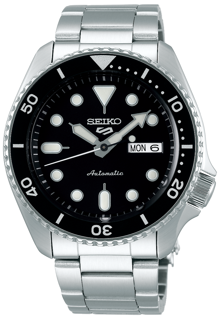 Seiko 5 Sports Automatic Black Dial Silver Steel Strap Watch For Men - SRPD57K1