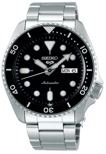Seiko 5 Sports Automatic Black Dial Silver Steel Strap Watch For Men - SRPD57K1