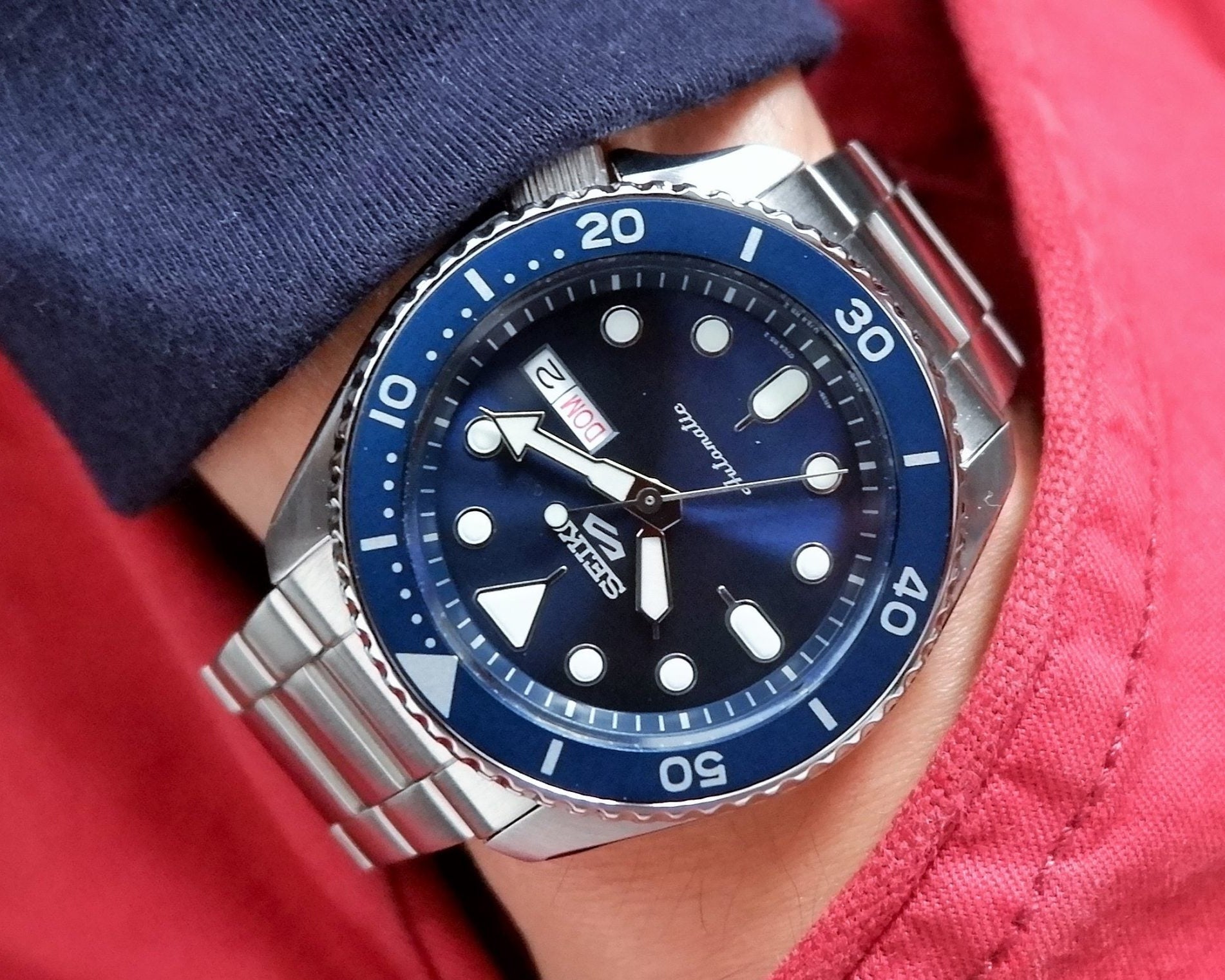 Seiko 5 Sports Automatic Analog Blue Dial Silver Steel Strap Watch For Men - SRPD51K1