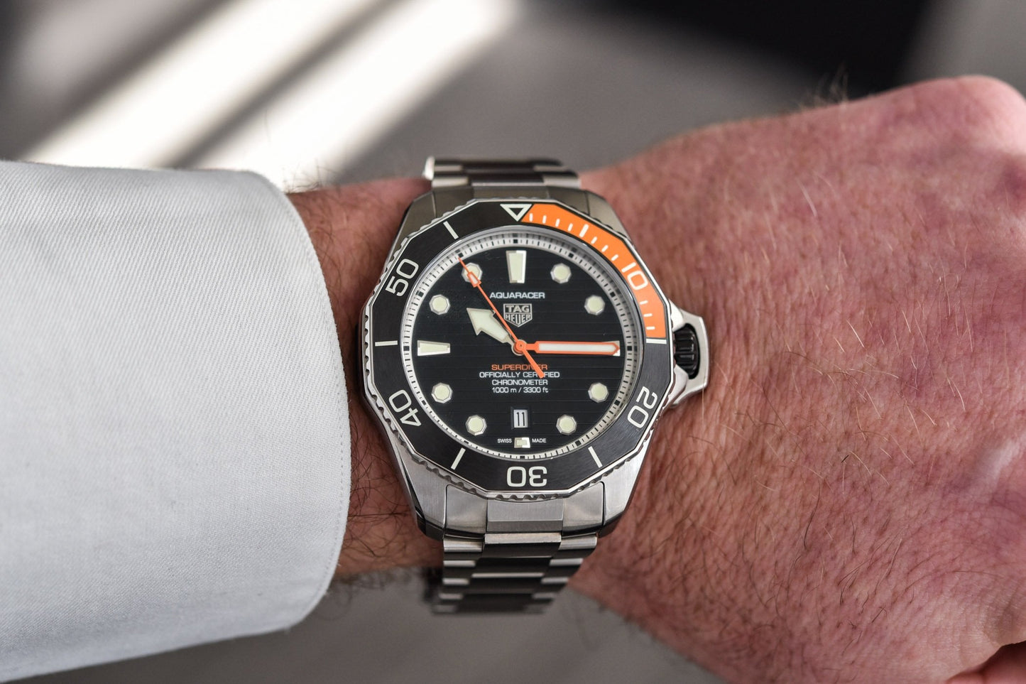 Tag Heuer Aquaracer Professional 1000 Superdiver Automatic Black Dial Silver Steel Strap Watch for Men - WBP5A8A.BF0619