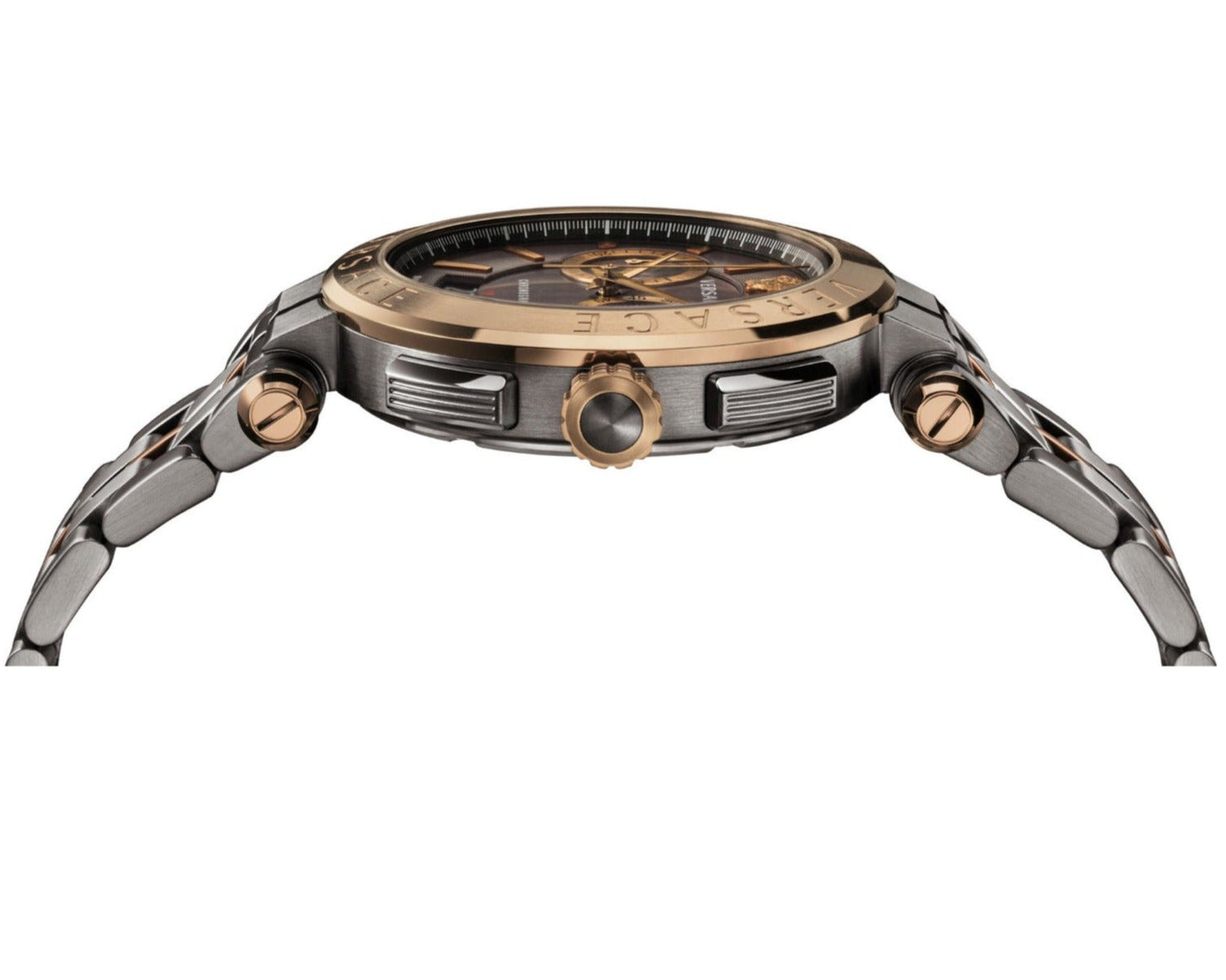Versace Aion Chronograph Black Dial Grey Steel Strap Watch for Men - VBR050017