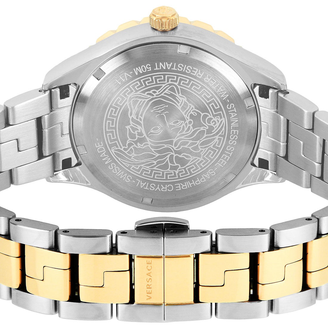 Versace Hellenyium Quartz Brown Dial Two Tone Steel Strap Watch For Men - V11040015
