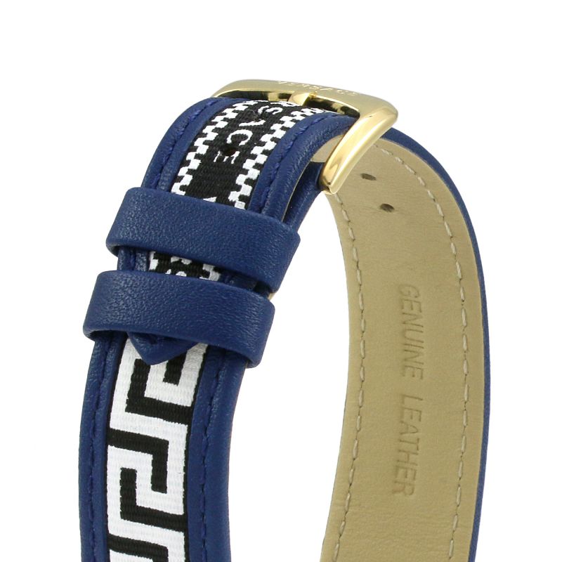 Versace V-Circle Black Dial Blue Leather Strap Watch for Men - VEBQ01419