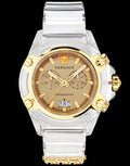 Versace Icon Active Chronograph Gold Dial White Silicone Strap Watch for Men - VEZ700121