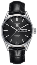 Tag Heuer Carrera Automatic 41mm Black Dial Black Leather Strap Watch for Men - WAR201A.FC6266