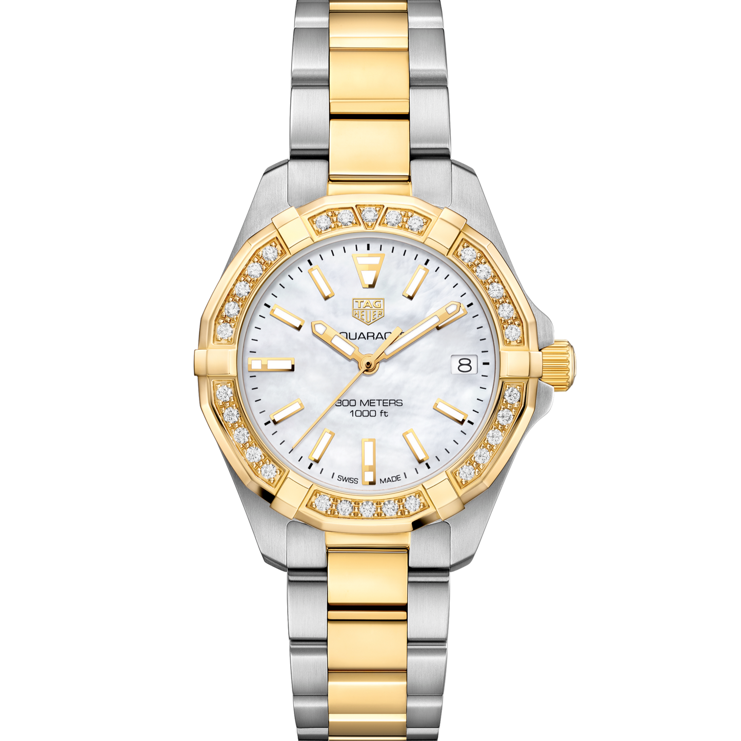 Tag Heuer Aquaracer Diamonds Mother of Pearl Dial Two Tone Steel Strap Watch for Women - WBD1321.BB0320