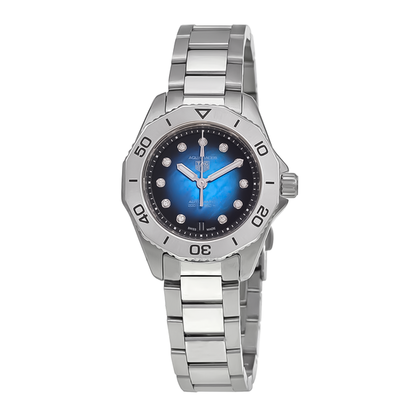 Tag Heuer Aquaracer Professional 200 Automatic Diamond Blue Dial Silver Steel Strap Watch for Women - WBP2411.BA0622