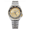 Seiko 5 Sports GMT Automatic 70th Anniversary Taiwan Limited Edition Gold Dial Silver Steel Strap Watch For Men - SSK044K1