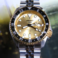 Seiko 5 Sports GMT Automatic 70th Anniversary Taiwan Limited Edition Gold Dial Silver Steel Strap Watch For Men - SSK044K1
