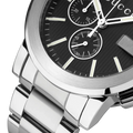 Gucci G Chrono Black Dial Silver Steel Strap Watch For Men - YA101204