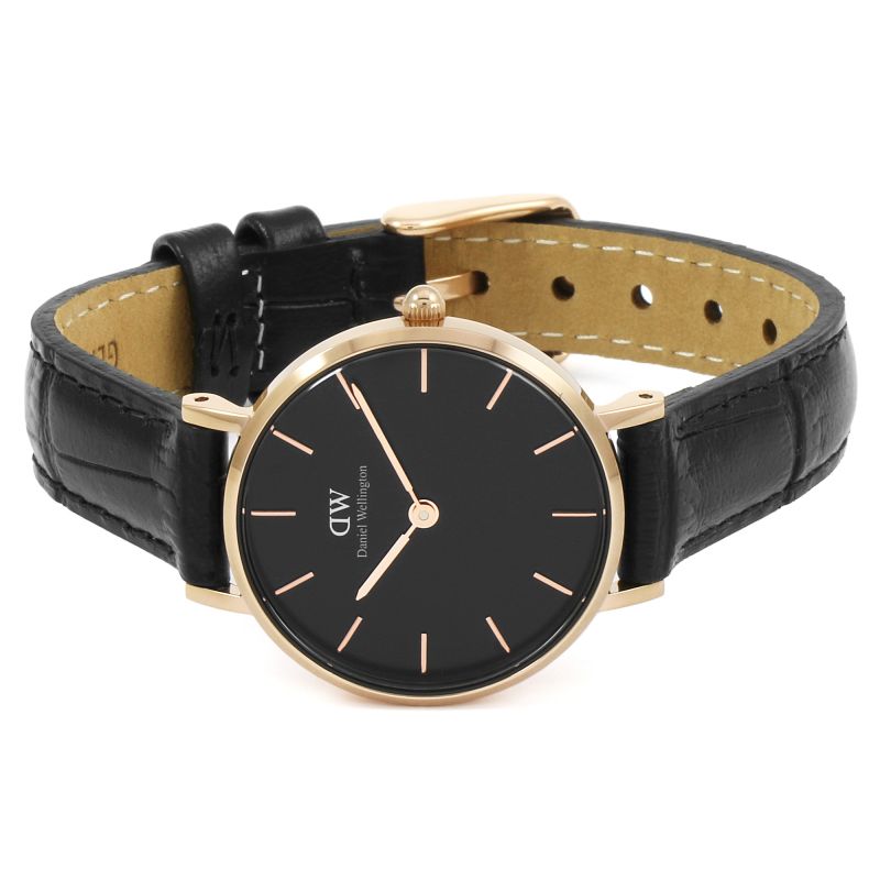 Daniel Wellington Classic Petite Reading Black Dial Black Leather Strap Watch For Women - DW00100223