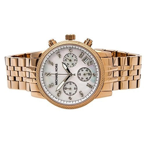 Michael Kors Damen White Dial Rose Gold Steel Strap Watch for Women - MK5026