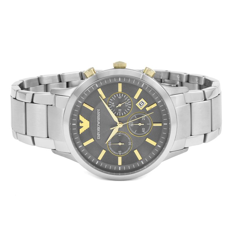 Emporio Armani Quartz Grey Dial Silver Steel Strap Watch For Men - AR11047