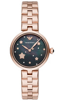 Emporio Armani Arianna Black Dial Rose Gold Stainless Steel Watch For Women - AR11197