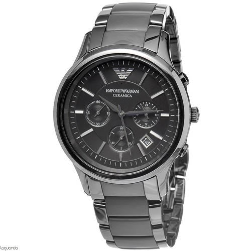 Emporio Armani Ceramica Chronograph Black Dial Black Strap Watch For Men - AR1452
