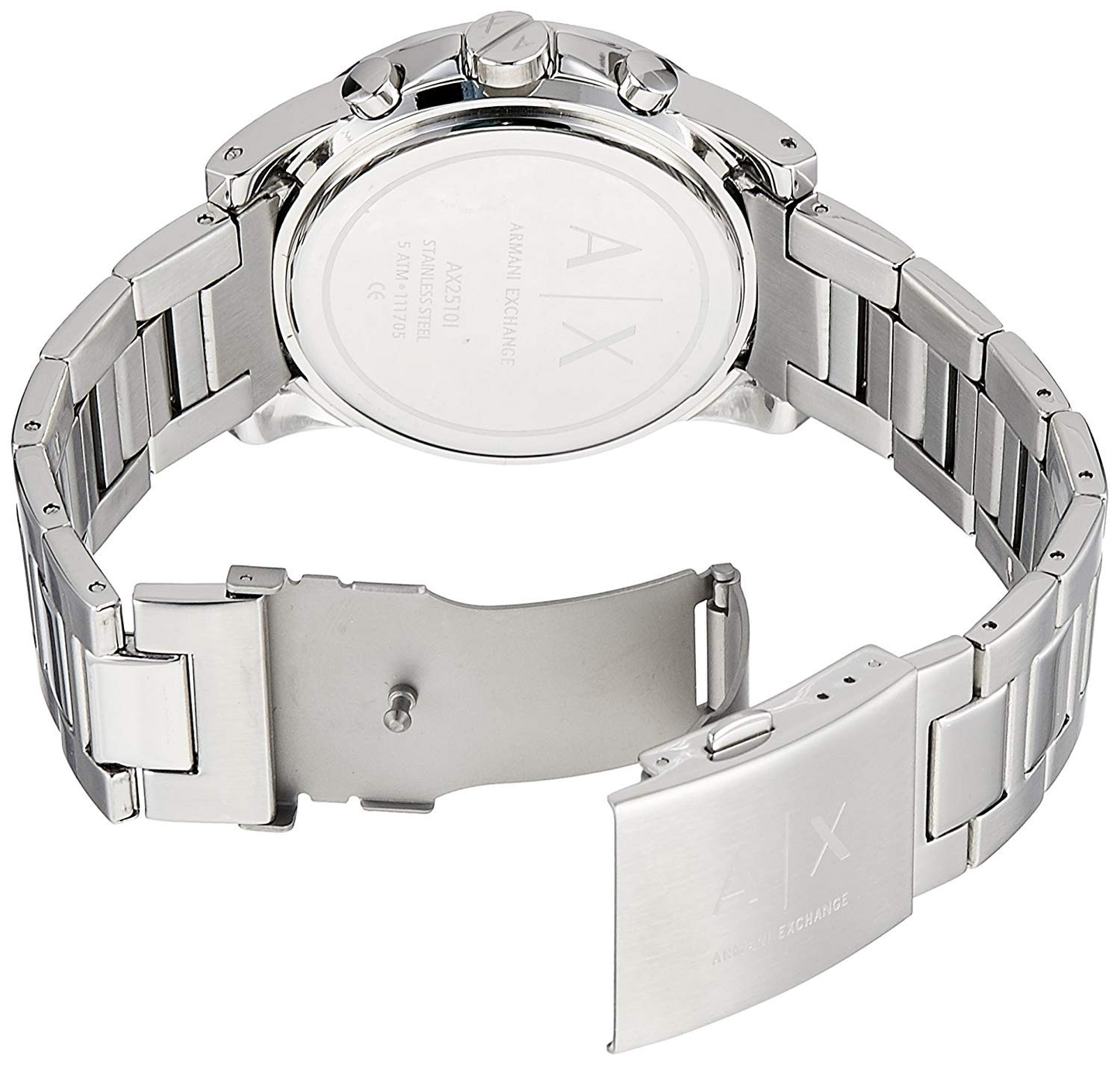 Armani Exchange Drexler Chronograph Black Dial Silver Steel Strap Watch for Men - AX2600