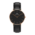 Daniel Wellington Classic Sheffield Black Dial Black Leather Strap Watch For Men - DW00100127