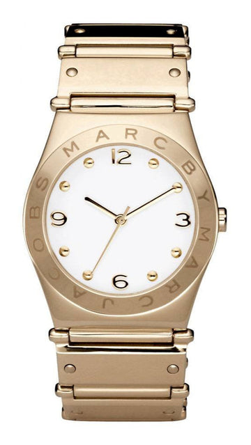 Marc Jacobs Amy White Dial Gold Steel Strap Watch for Women - MBM8519