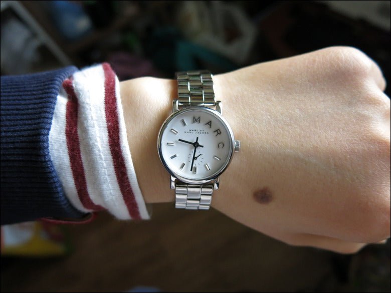 Marc Jacobs Baker White Dial Silver Steel Strap Watch for Women - MBM3246